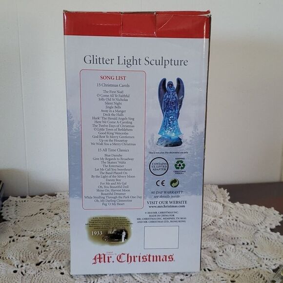 Mr Christmas Angel Glitter Light Sculpture Changes Colors Plays 30 Songs! - Picture 9 of 11